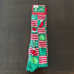 Holiday Green & Red Christmas Pattern Socks - Brand